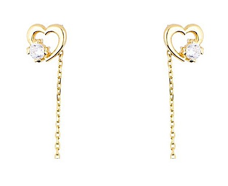 Cercei de aur lungi lant dama cu Inimioare [0]