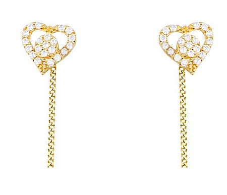 Cercei de aur lungi lantisor dama cu Inimioare elegante [0]