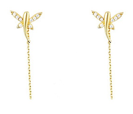 Cercei de aur lungi lantisor dama cu LIBELULE elegante [0]
