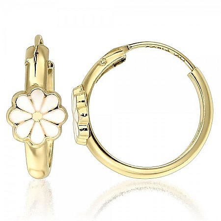 Cercei de aur pentru copii fete cu Tortite Flori petale albe [0]