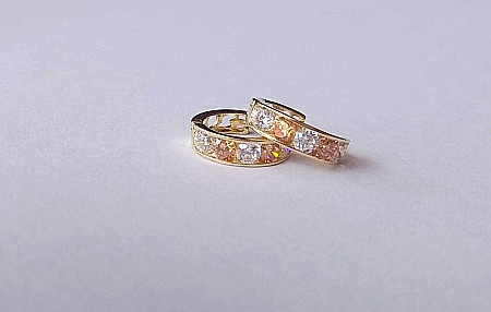 Cercei de aur rotunzi bebelusi cu tortite pietre galben portocalii 7mm [1]