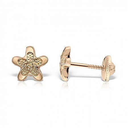 Cercei aur fete - Cercei de aur roz 14K bebelusi copii Stelute de mare 7 mm