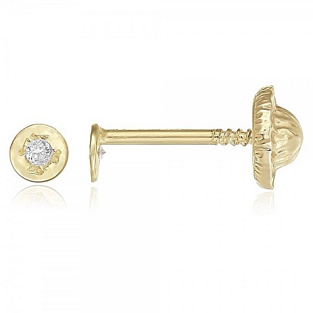 Cercei din aur 14k bebelusi nou nascuti Rotunzi cu diamant, 3mm [1]
