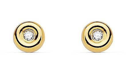 Cercei aur fete - Cercei din aur 14k bebelusi nou nascuti Rotunzi diamant, 3mm