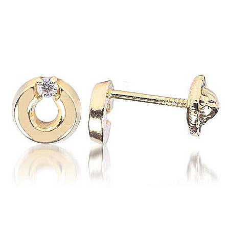 Cercei din aur 14K copii Cerculete 6mm cu diamant [0]