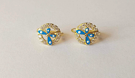 Cercei din aur 14K copii si fetite Fluturasi bleu si pietricele [2]