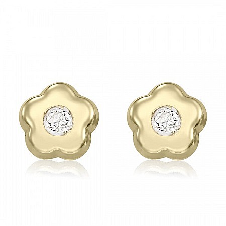 Cercei din aur 14k cu diamante bebelusi copii Floricele 4mm [1]