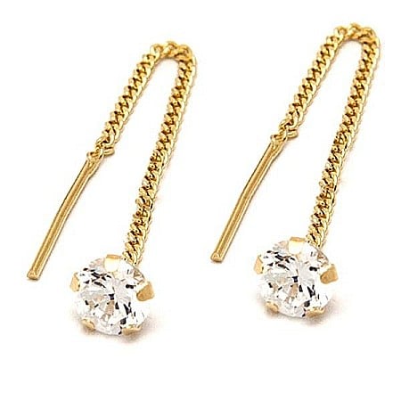 Cercei din aur - Cercei din aur 14K lungi cu lant mobil dama Fluture 8mm