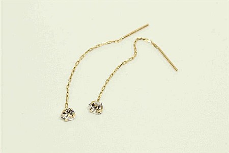 Cercei din aur 14K lungi cu lantisor mobil dama Inimoare [1]