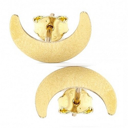 Cercei Din Aur 14K Semiluna Femei Dama Surub 1cm [1]