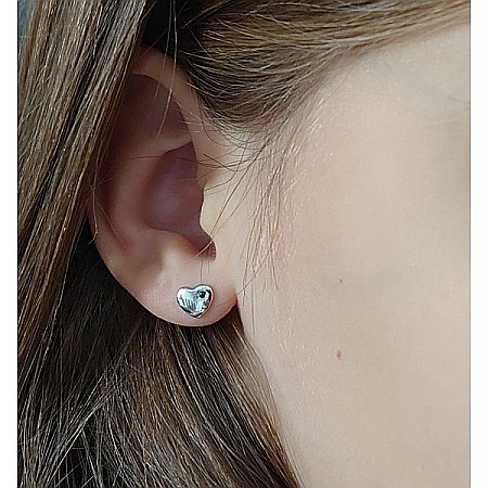 Cercei din aur 14K surub Inimi 7mm cu rubin dama copii [2]