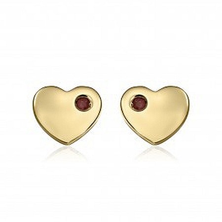 Cercei din aur 14K surub Inimi 7mm cu rubin dama copii [0]