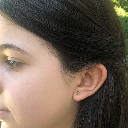 Cercei din aur alb 14k bebelusi si nou nascuti rotunzi cu Smarald [1]