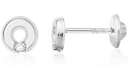 Cercei din aur alb 14k Cerculete 5mm Diamant natural [0]