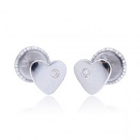 Cercei din aur alb 14k copii bebelusi Inimioare diamant [3]