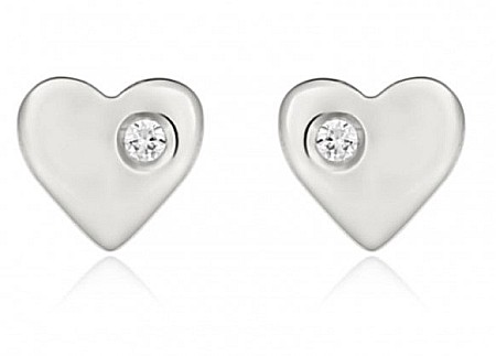 Cercei din aur alb 14k copii bebelusi Inimioare diamant [2]
