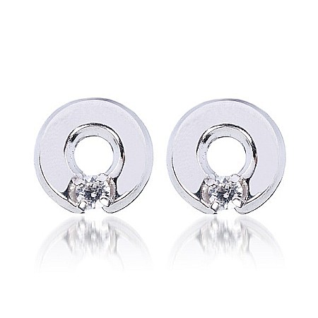 Cercei aur fete - Cercei din aur alb 14k copii Cerculete 5mm Diamant natural