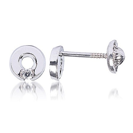 Cercei din aur alb 14k copii Cerculete 5mm Diamant natural [1]