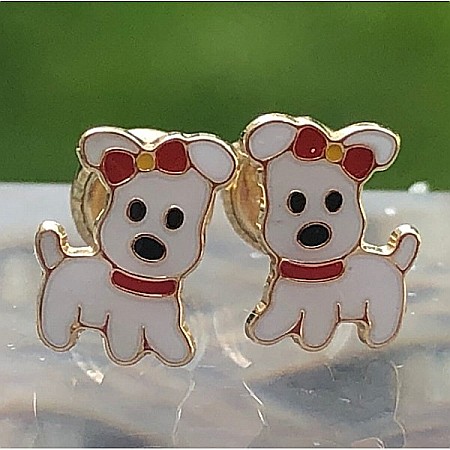 Cercei din aur galben 14k copii fetite Catelusi [0]