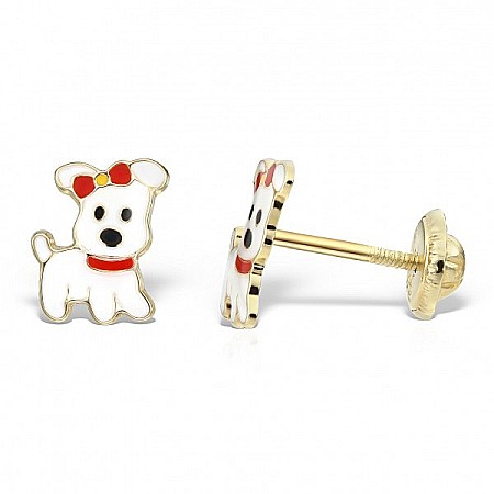 Cercei din aur galben 14k copii fetite Catelusi [3]