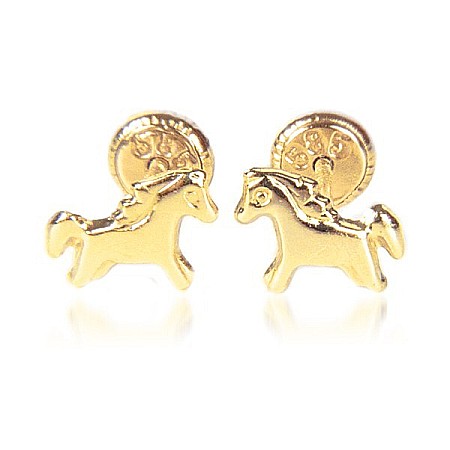 Cercei din aur galben 14k copii fetite Ponei mici [0]