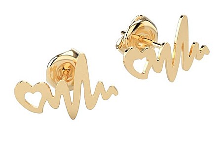 Cercei Din Aur Galben 14K dama Pulsul Inimii 1.5cm [0]