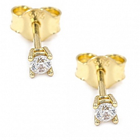 Cercei Din Aur Galben 14K Pietre mici 4mm Surub [1]