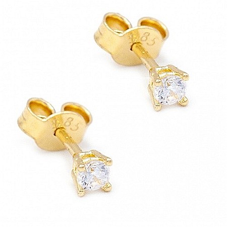 Cercei Din Aur Galben 14K Pietre mici 4mm Surub [4]
