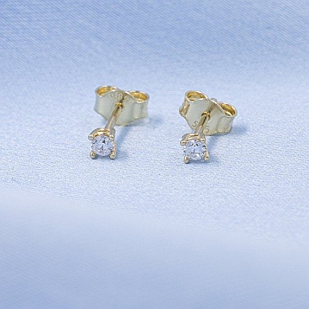 Cercei Din Aur Galben 14K Pietre mici 4mm Surub [8]