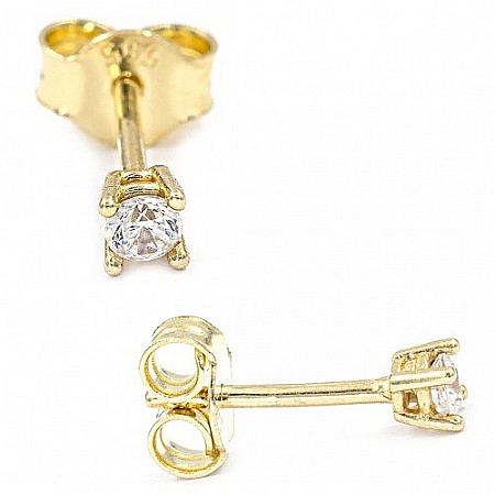 Cercei Din Aur Galben 14K Pietre mici 4mm Surub [2]