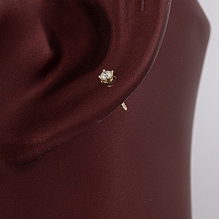 Cercei Din Aur Galben 14K Pietre mici 4mm Surub [7]