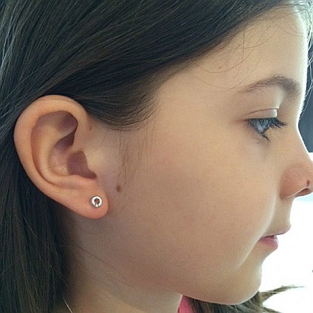 Cercei din aur galben bebelusi copii Cerculete 5mm cu pietricica [2]