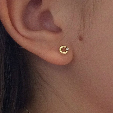 Cercei din aur galben bebelusi copii Cerculete 5mm cu pietricica [3]