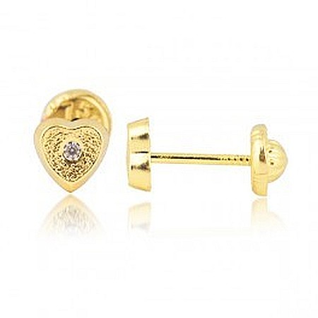 Cercei din aur galben copii bebelusi surub Inimioare cu pietricica [1]