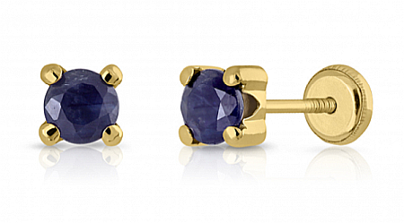 Cercei din aur galben copii dama cu Piatra Safir 5.5mm [1]