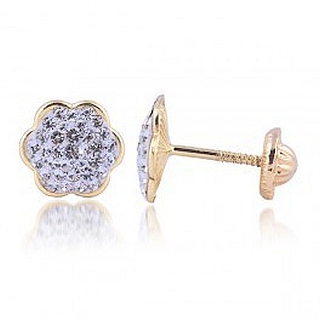 Cercei din aur galben copii si fetite Flori cu cristale [1]