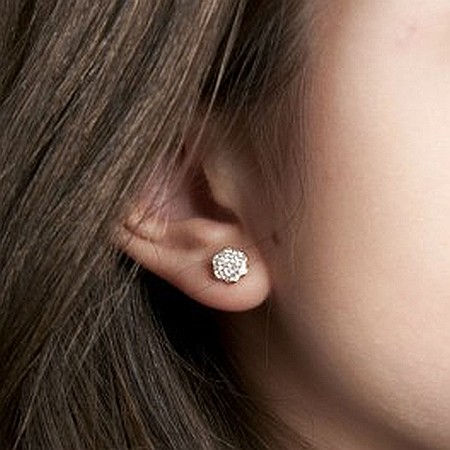 Cercei din aur galben copii si fetite Flori cu cristale [2]