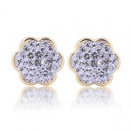 Cercei din aur galben copii si fetite Flori cu cristale [0]