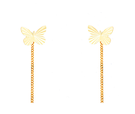 Cercei din aur galben lungi cu lantisor model fluturas 9 mm [1]