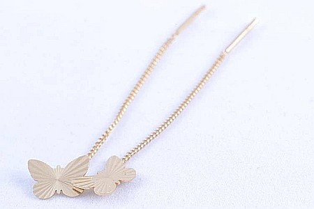 Cercei din aur galben lungi cu lantisor model fluturas 9 mm [3]