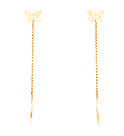 Cercei din aur galben lungi cu lantisor model fluturas 9 mm [2]