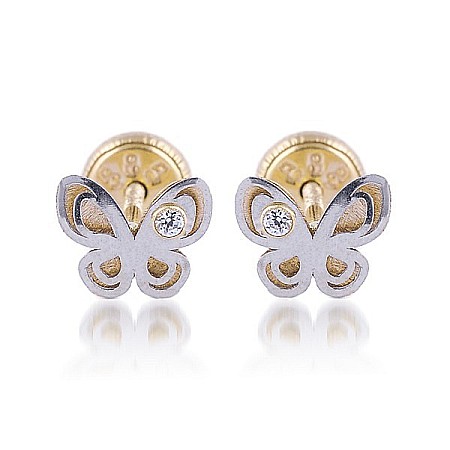 Cercei din aur galben si alb 14K copii si bebelusi Fluturasi [0]