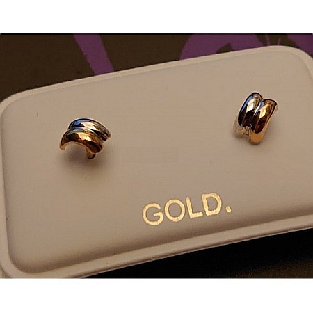 Cercei din aur galben si alb 9K dama si copii Semicerc dublu [1]