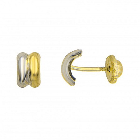 Cercei din aur galben si alb 9K dama si copii Semicerc dublu [0]