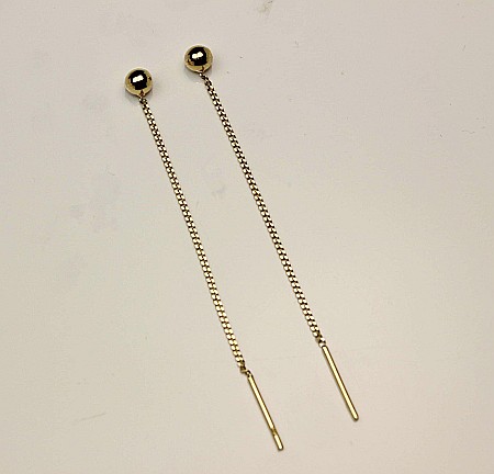 Cercei din aur lungi cu lant pentru femei Bilute 3 mm [1]