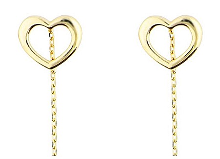 Cercei din aur lungi femei cu lantisor model Inimi goale 1 cm [0]