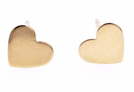 Cercei femei din aur galben 14K dama INIMI plate 9 mm [1]