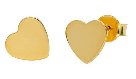 Cercei femei din aur galben 14K dama INIMI plate 9 mm [0]