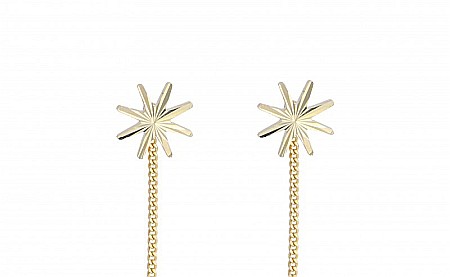 Cercei lungi aur dama ieftini STELUTE 8 mm cu lantisor mobil [2]