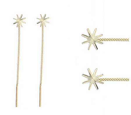 Cercei lungi aur dama ieftini STELUTE 8 mm cu lantisor mobil [1]